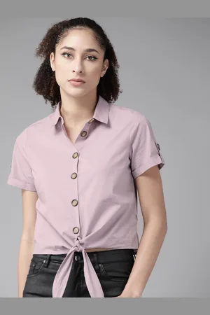 Roadster Women Lavender Pure Cotton Opaque Casual Shirt