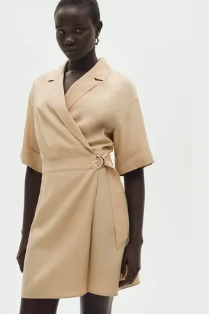 MANGO Lapel Collar Wrap Style Mini Blazer Dress