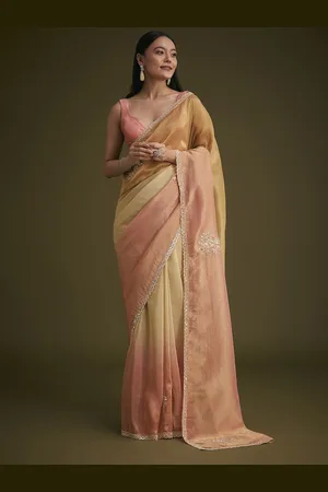 KALKI Fashion Floral Beads and Stones Tissue Saree