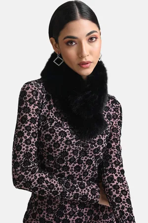 Kazo Women Black Acrylic Fur Scarf