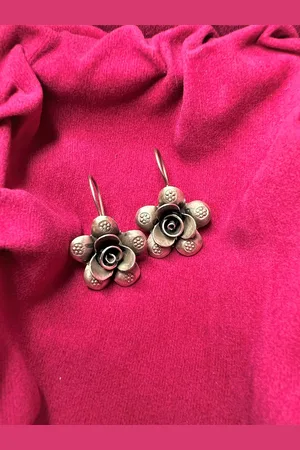 ARTE Silver-Plated Floral Drop Earrings