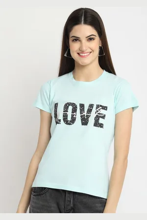 Corsica Women Regular Fit Typography Printed Round Neck Cotton T-shirt