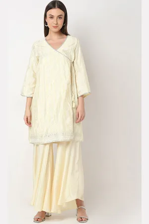 Ethnicity Ethnic Motifs Printed Angrakha Sequinned Kurta With Sharara & Dupatta