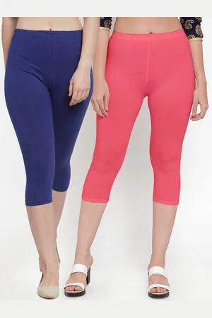GRACIT Women Blue & Pink Set Of 2 Solid Slim Fit Capris