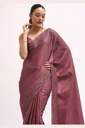 KALKI Fashion Solid Embroidered Silk Blend Saree