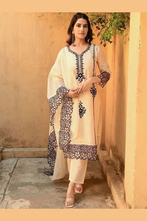 DIVASTRI Women Ethnic Motifs Embroidered Regular Thread Work Kurta with Trousers & With Dupatta