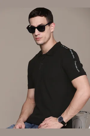 Calvin Klein Men Black Polo Collar T-shirt