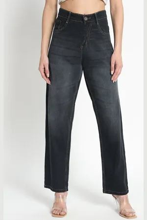AngelFab Women Jean Straight Fit High-Rise Heavy Fade Cotton Jeans