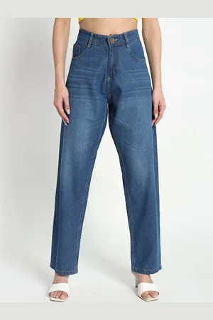 AngelFab Women Jean Straight Fit High-Rise Light Fade Cotton Jeans