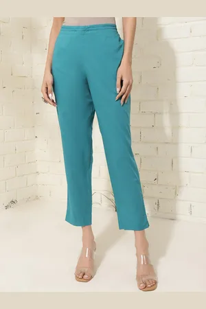 Fabindia Women Comfort Tapered Fit Cotton Trousers