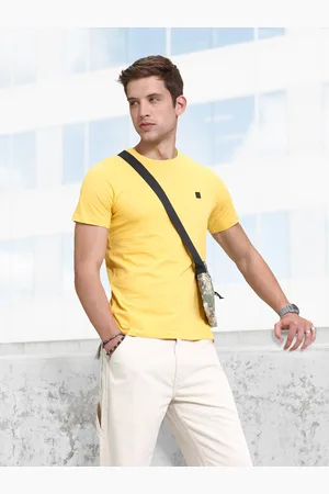 WROGN Men Pure Cotton Solid Round Neck Slim Fit T-shirt
