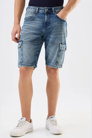 SPYKAR Men Washed Cotton Cargo Shorts