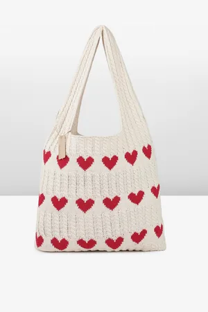 DressBerry Heart Crocheted Shopper Tote Bag