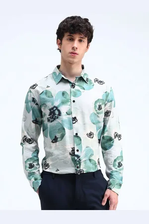 Flying Machine Men Spread Collar Floral Printed Casual Shirt