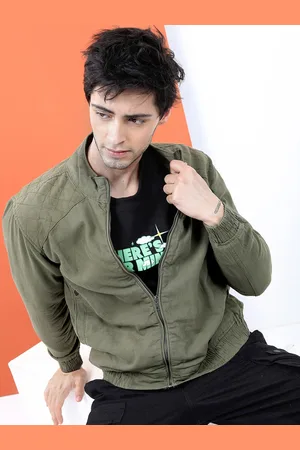 Highlander Men Olive Green Solid Bomber Jacket
