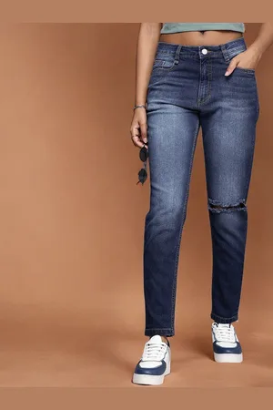 Chemistry Women Slim Fit High-Rise Slash Knee Light Fade Stretchable Jeans