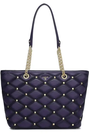 Da Milano Textured Leather Shopper Tote Bag with Quilted