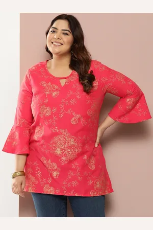 Sztori Plus Size Foil Print Kurti