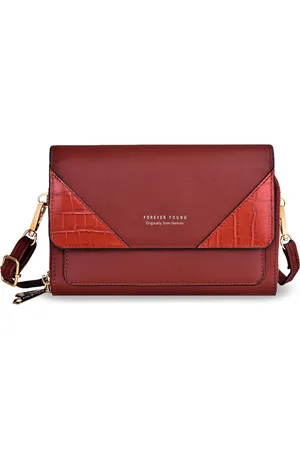 Diva Dale Maroon PU Structured Sling Bag