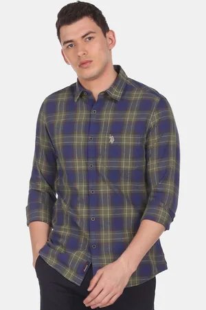 Ralph Lauren U S Polo Assn Denim Co Men Tartan Checked Cotton Casual Shirt