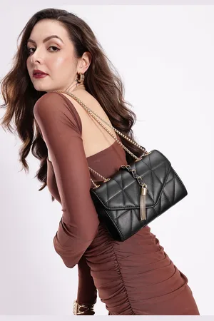 DressBerry Structured Quilted Sling Bag with Lock Detail