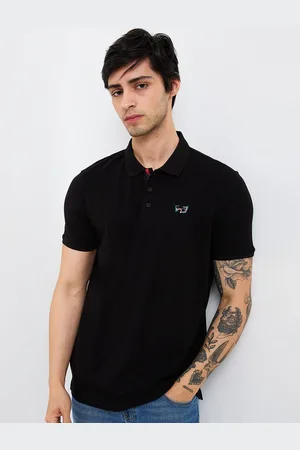 SPYKAR Men Graphic Printed Polo Collar Cotton Slim Fit T-shirt