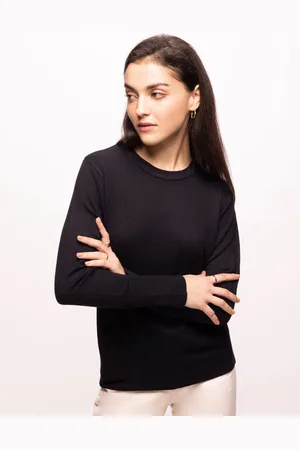 Bombay High Women Round Neck Solid Knit Pullover