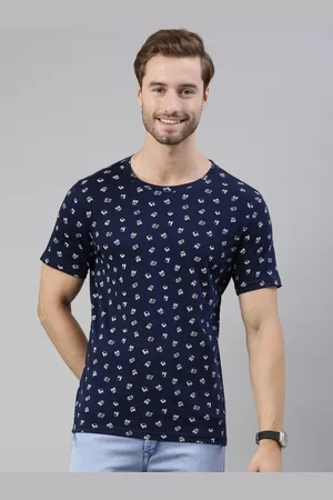 Joven Men Navy Blue Printed T-shirt