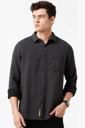 WROGN Men Grey Slim Fit Pure Cotton Casual Shirt