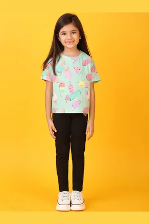 Anthrilo Girls Printed Round Neck T-Shirt With Leggings