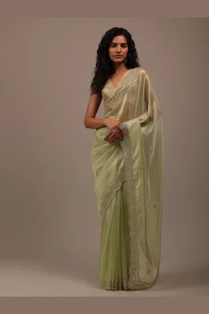 KALKI Fashion Embellished Beads and Stones Tissue Saree