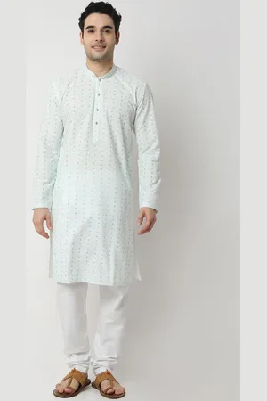 Ethnicity Geometric Printed Mandarin Collar Straight Kurta With Trousers