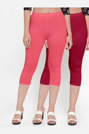 GRACIT Women Set of 2 Maroon & Peach-Coloured Capris