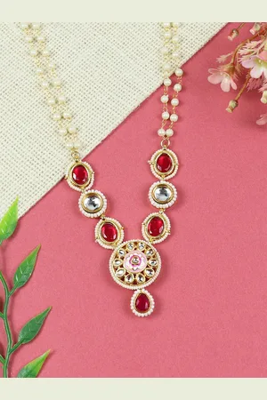 asthetika Girls Kundan Studded Necklace