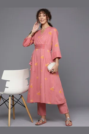 Fabindia FabBasic Women Ethnic Motifs Printed Pure Cotton Kurta with Trousers