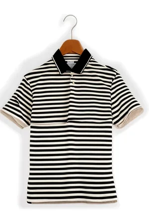 VIMAL JONNEY Men Regular Fit Striped Polo Collar Cotton T-shirt