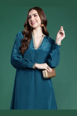 Sangria Solid A-Line Ethnic Dress