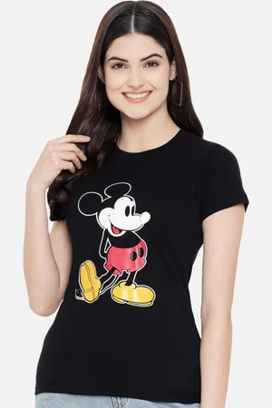 Corsica Women Regular Fit Mickey Mouse Graphic Printed Round Neck Cotton T-shirt