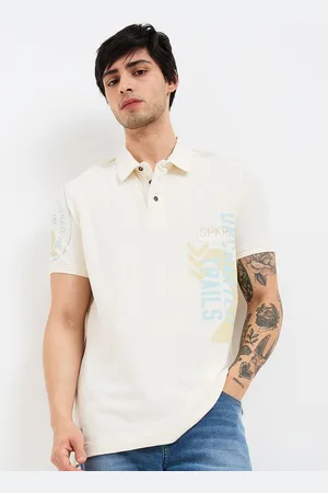 SPYKAR Men Typography Printed Polo Collar Cotton Slim Fit T-shirt