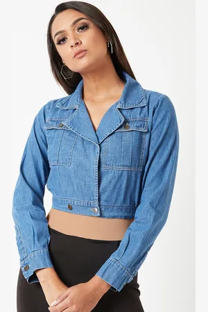 Miss Chase Women Blue Solid Denim Jacket