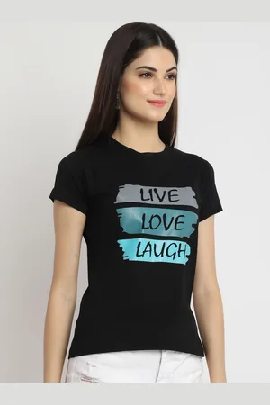 Corsica Women Regular Fit Typography Printed Round Neck Cotton T-shirt