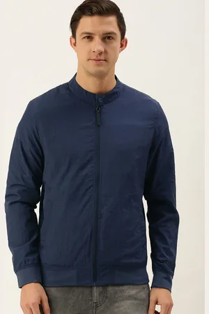 Flying Machine Men Navy Blue Solid Windcheater Sporty Jacket