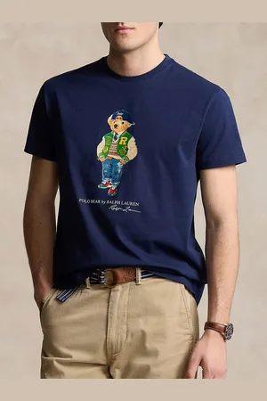 Ralph Lauren Men Graphic Printed Pure Cotton Slim Fit T-Shirt