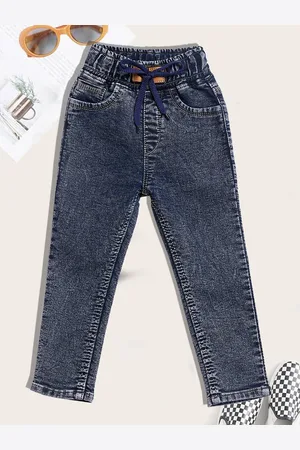 YK Girls Jogger High-Rise Light Fade Embroidered Jeans