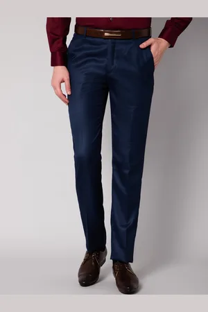 CANTABIL Men Navy Blue Formal Trousers