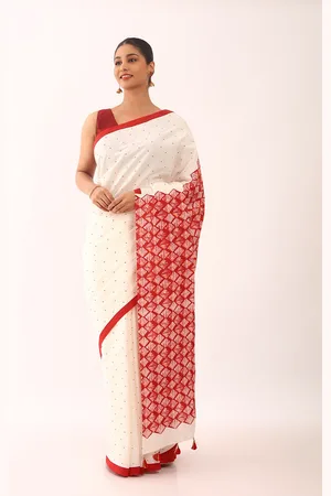 Taneira Polka Dot Printed Pure Cotton Saree