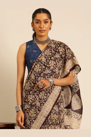 Taavi Kalamkari Pure Cotton Handloom Hand Block Print Saree