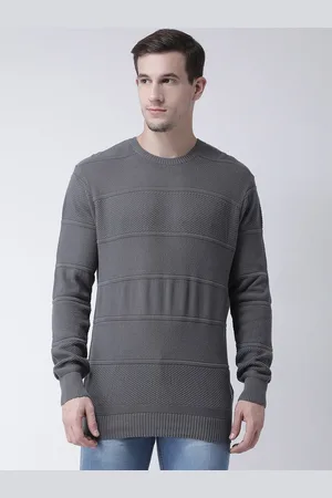 Club York Men Grey Self Design Pullover