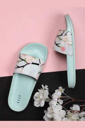 Elle Women Green Printed Sliders