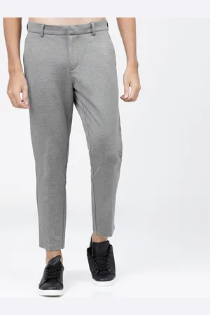 Highlander Men Grey Solid Slim Fit Trousers